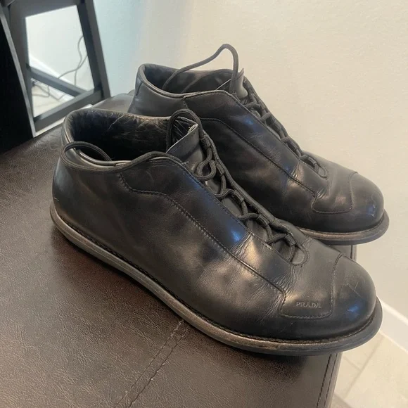 RARE Authentic Prada SS2000 leather men lace up boots shoes Sz 9 US 10 Y2K vtg - Picture 4 of 10